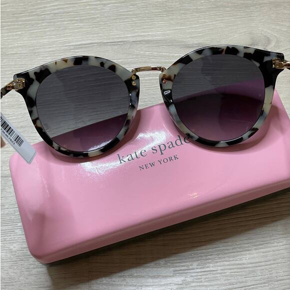 Kate Spade Joylyn 50MM Round Sunglasses Black Havana Dark Grey Gradient